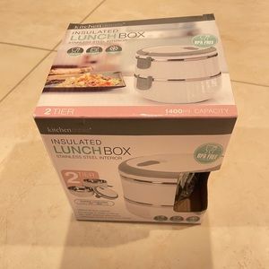 New Insulated Hot Cold Lunch Box 2 Tier Stainless Steel